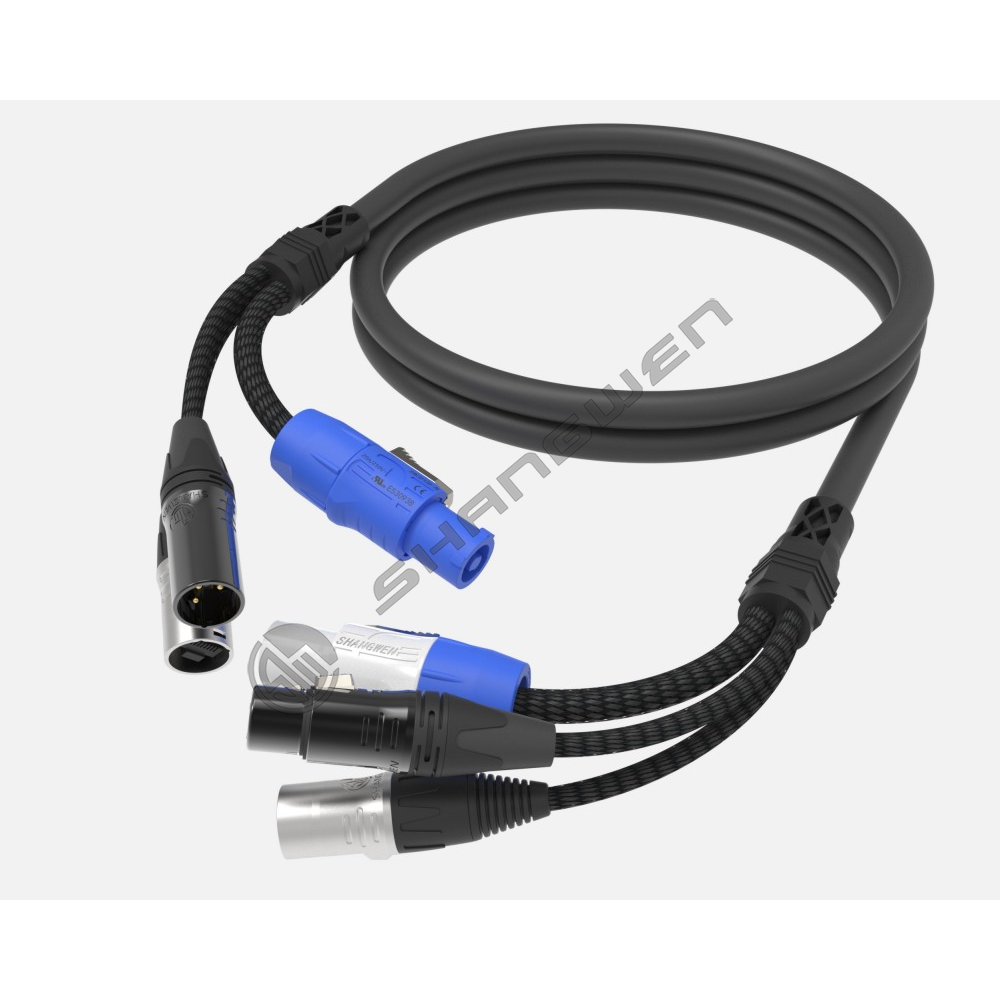 Blue and white Power+RJ45 combination cable